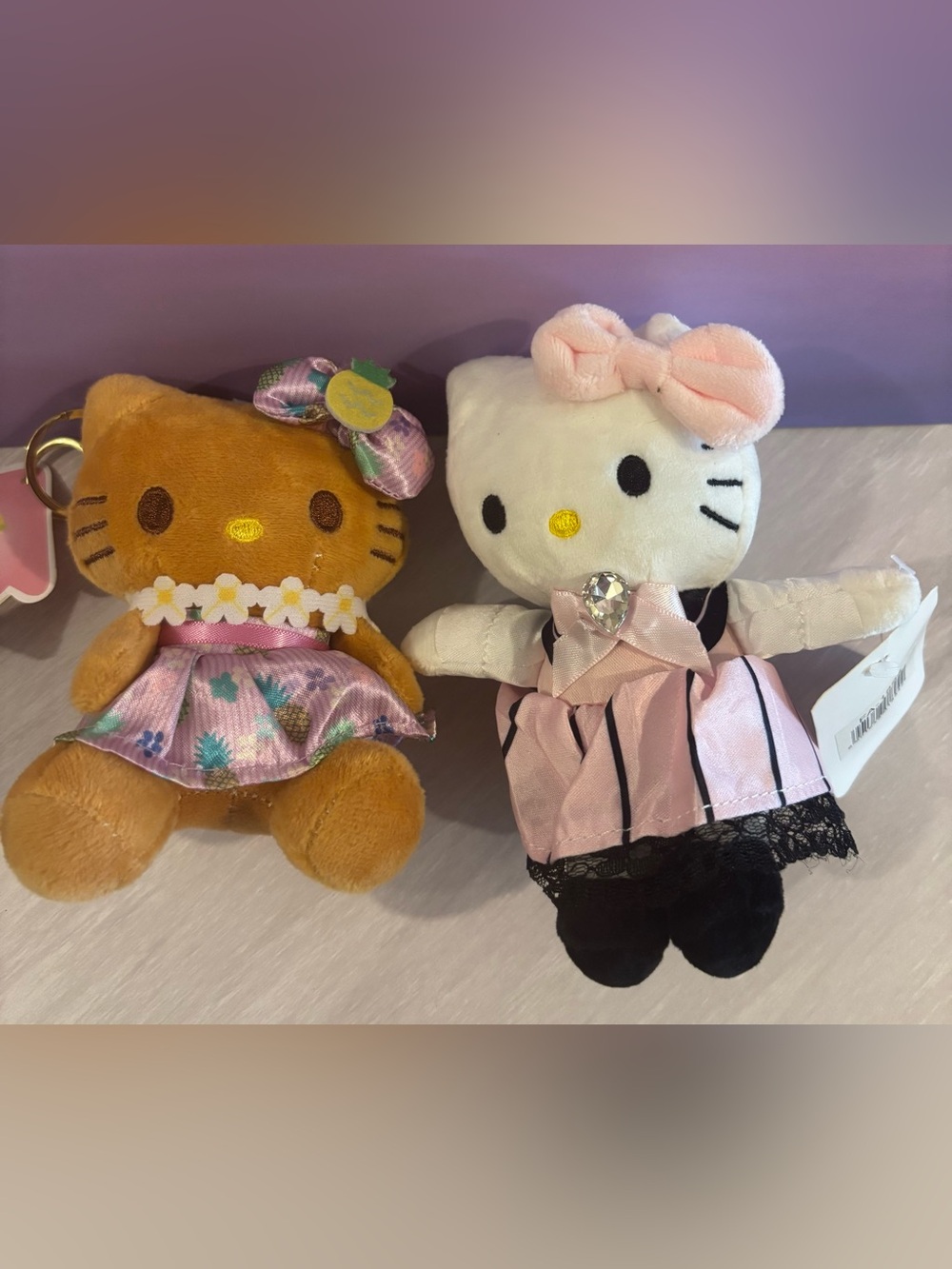 2 for $12 - Hello Kitty Style Hawaiian and Pink & White Plush Keychain